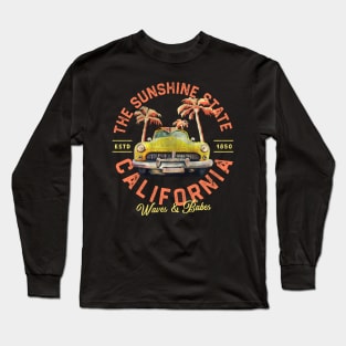 Cool Vintage Summer California Surfing & Travel Art Long Sleeve T-Shirt